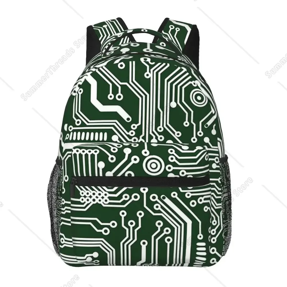 Dark Green Microchip Hardware Circuit Design Backpacks Boys Bookbag Children School Bags Cartoon Laptop Rucksack Shoulder Bag