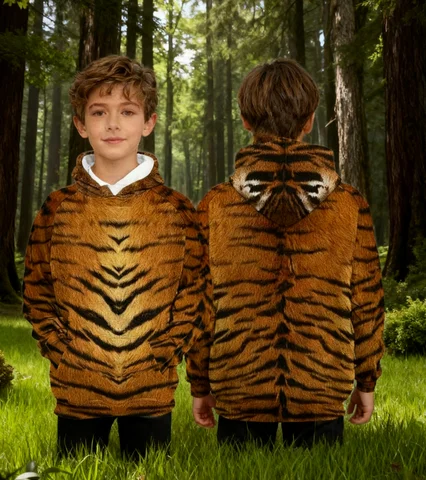 Transforme em um adorável tigre! Moletom infantil de Halloween, essencial para festas de outono e inverno e lazer