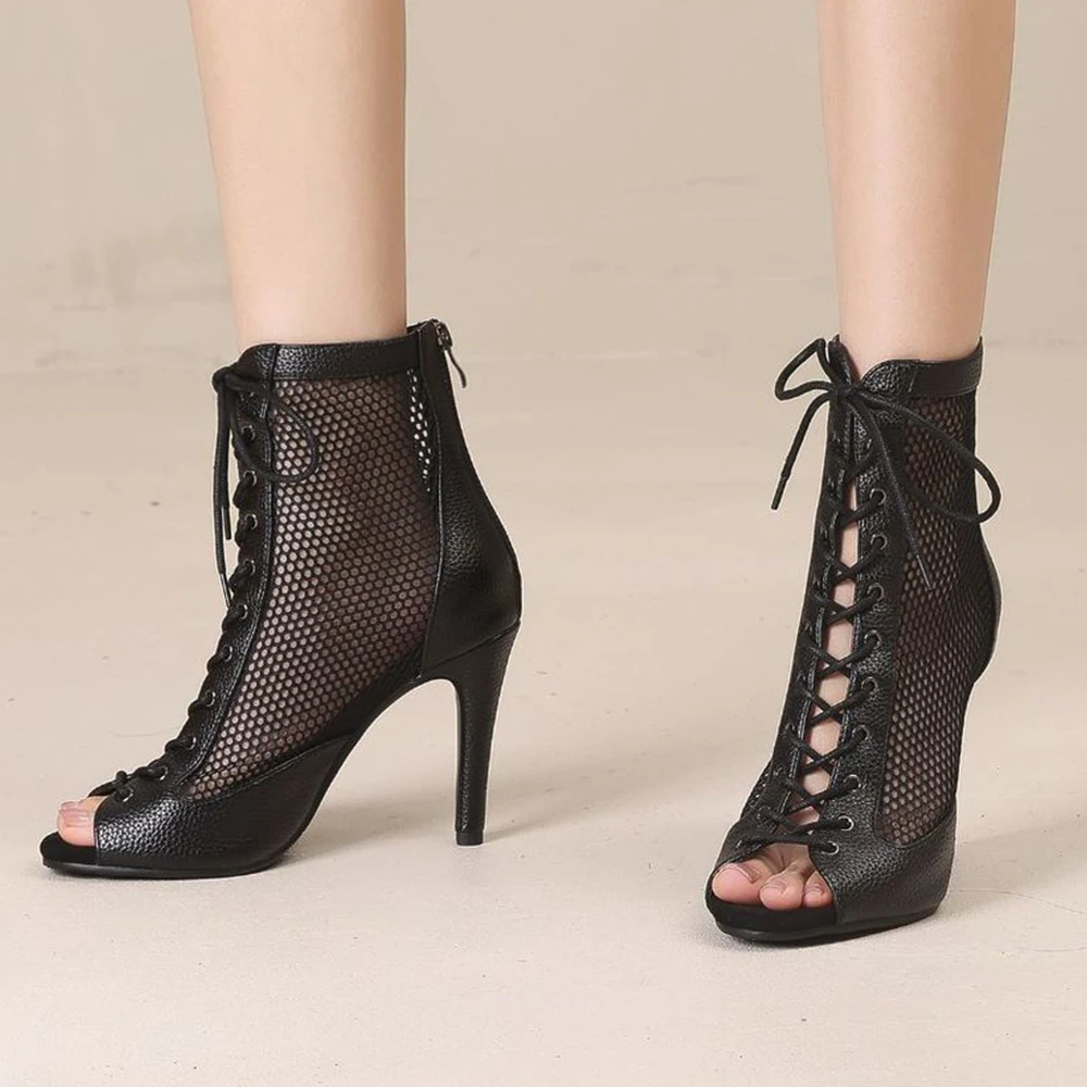 YSWEYOMIC Dance Heels Latin Dance Booties Suede Latin Salsa Heels For Dance Team Dance Party Customized Logo And Sole