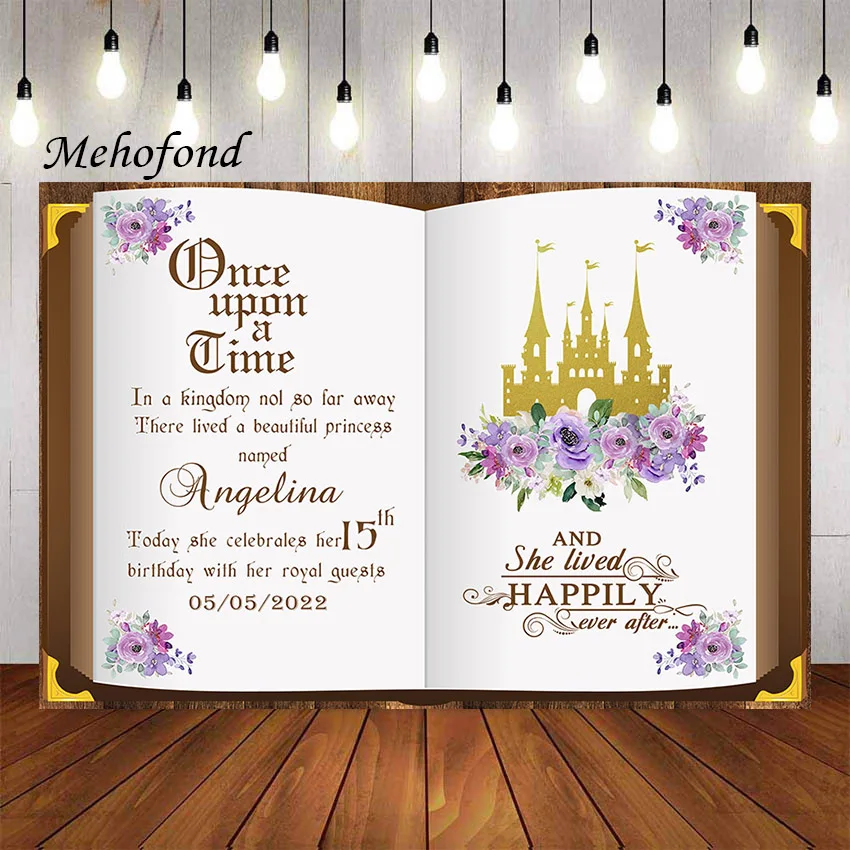 Mehofond Photography Background Once Upon a Time Fairy Tale Book Castle Floral Princess Girl Birthday Party Backdrop PhotoStudio