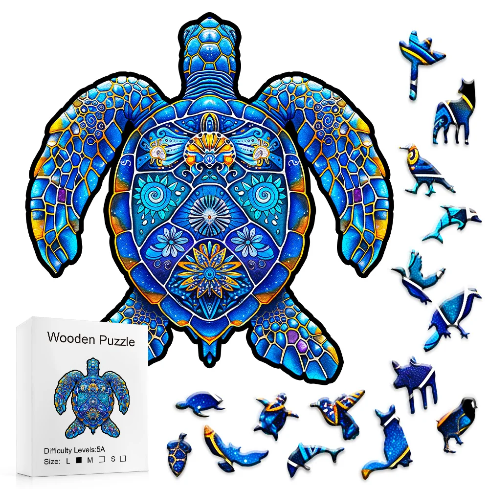 Houten puzzels, zeeschildpad legpuzzels Uniek gevormde houten puzzel voor volwassenen en kinderen, familiespel
