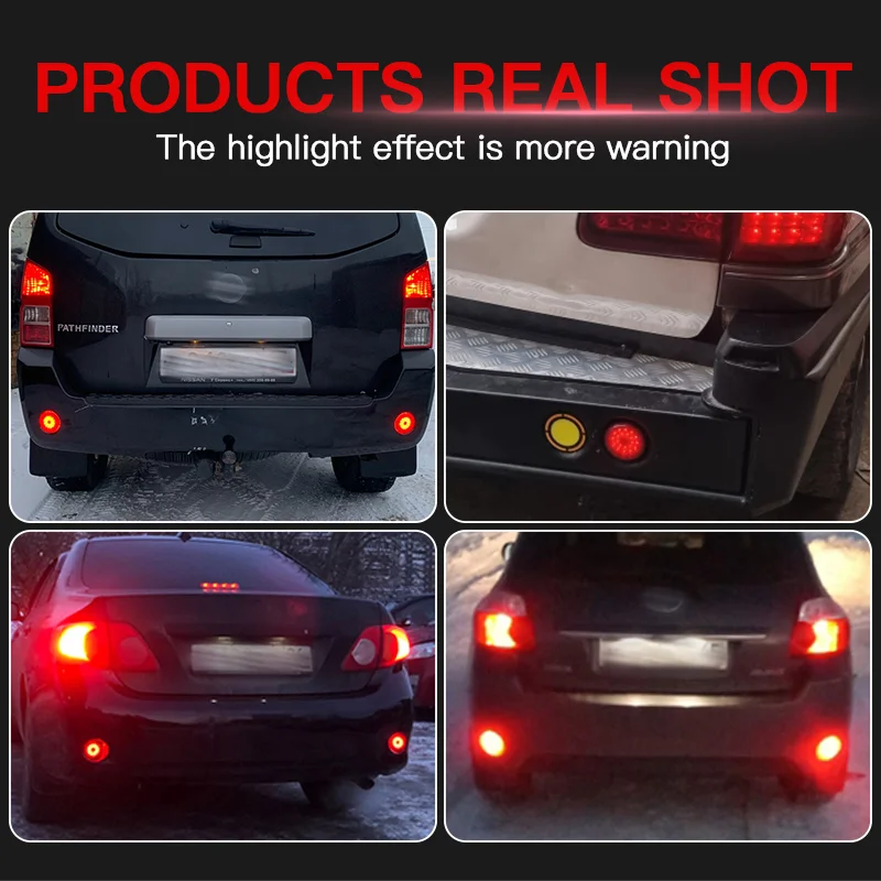 

2×LED Rear Brake Lights Bumper Reflector Light Signal Tail Fog Lamp Round for Toyota Highlander/Sequoia/Fortuner/Voxy Noah ZRR70
