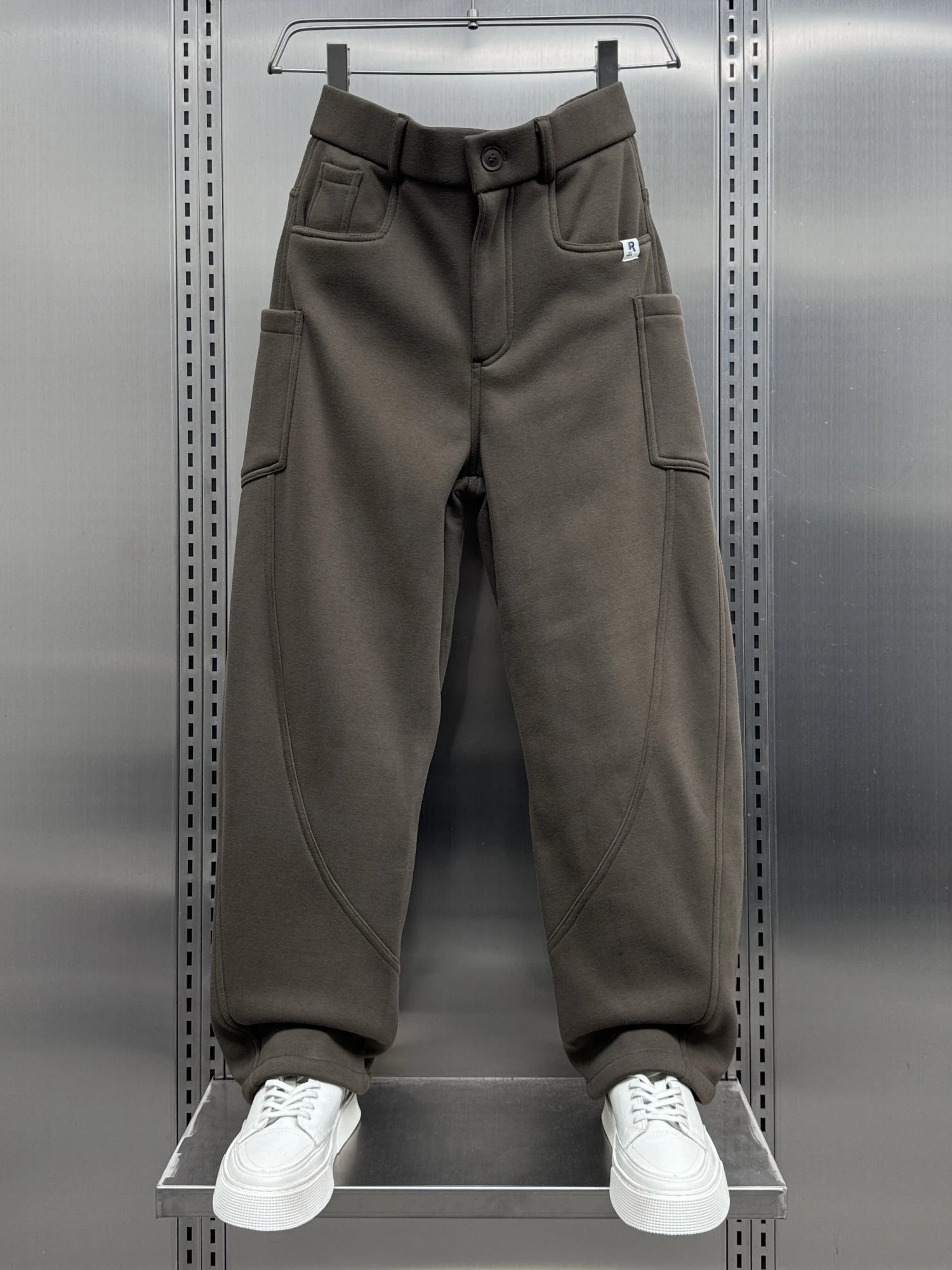 

Trendy Fce Lined Loose Straight Leg Men's Casual Pants American Sle Youthful Spor Sweatpants Winter Long Trousers