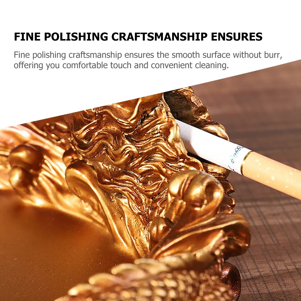 

1pc Dragon Shape Ashtray Resin Craft Unique Desktop Holder Golden Compact Ash Storage For Home Office Bar Use Table Ornament