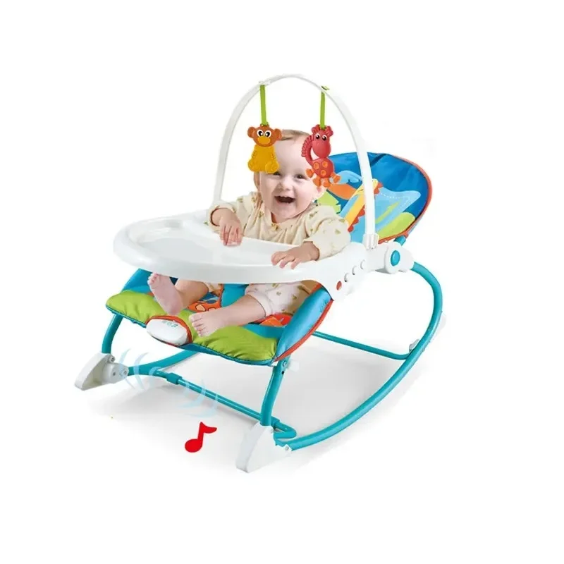 Multi-functional 2-In-1 Baby Vibration Rocking Chair With Music Dinner Chairs Baby  Toy Rocker Newborn Cradle Folding Toy