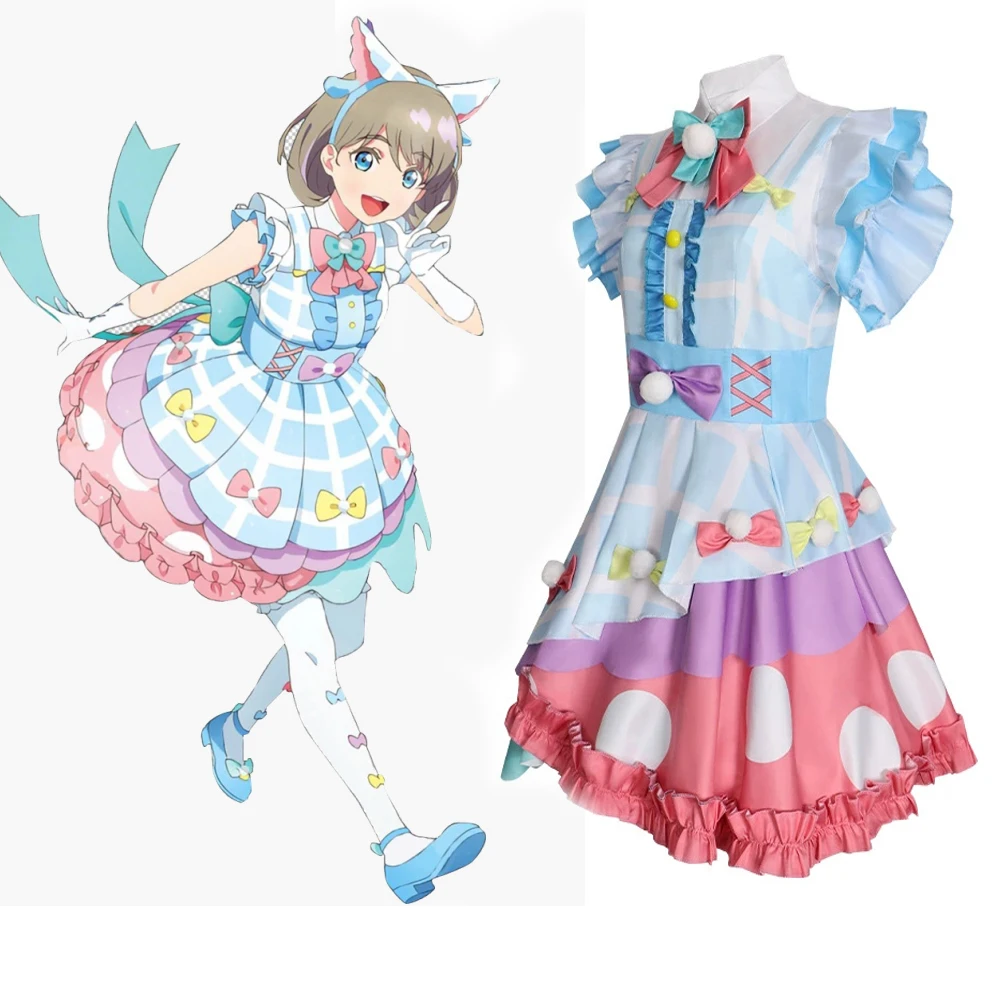 

Аниме LoveLive Liella Косплей Тан Кеке Костюм Любитель Kawaii Мультфильм Сказочный Стиль Макарон Цвет Торт Платье Лолита Хэллоуин