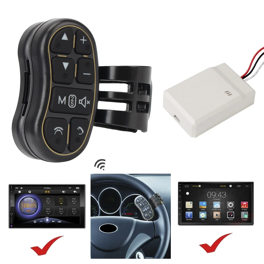 Car Steering Wheel Controller Steering Control Button Car Navigation DVD Wireless Remote Control Applicable