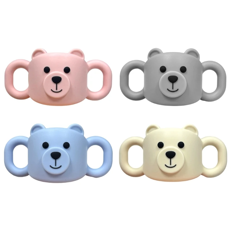 10 pcs Food-Contact-Grade Silicone Bottle Sleeve with 2 Side Openings, Bear-Face Accessory for Everyday Bottle Feeding