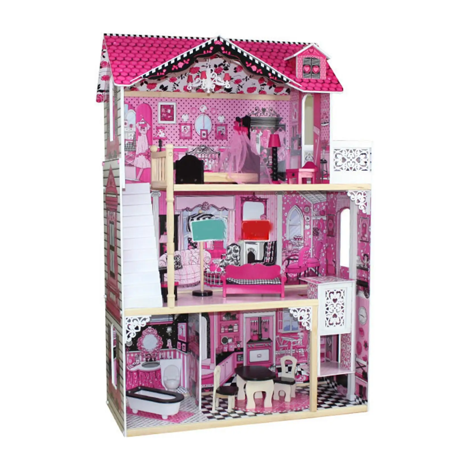 Principessa Doll Villa Giocattolo Regali Casa delle bambole per bambini Playset Kit casa delle bambole fai da te Mobili e accessori per bambini Ragazze Bambini