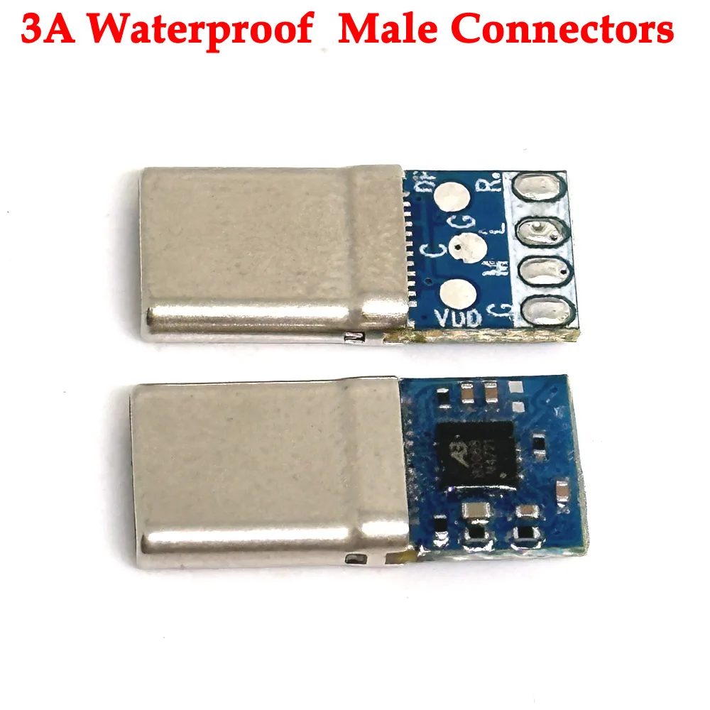 3A Waterproof USB 3.1 type c Male Connectors Jack Tail audio frequency Socket Receptacle Adapter welding cable Support PCB Board