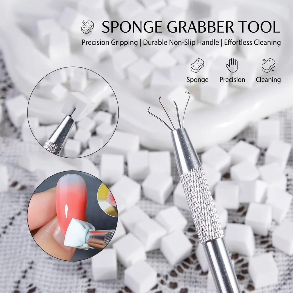 100pcs Nail Sponge Grabber Clip + Mini Sponge Blocks Set Lint-free Gradient Blush Nail Manicure DIY Tools