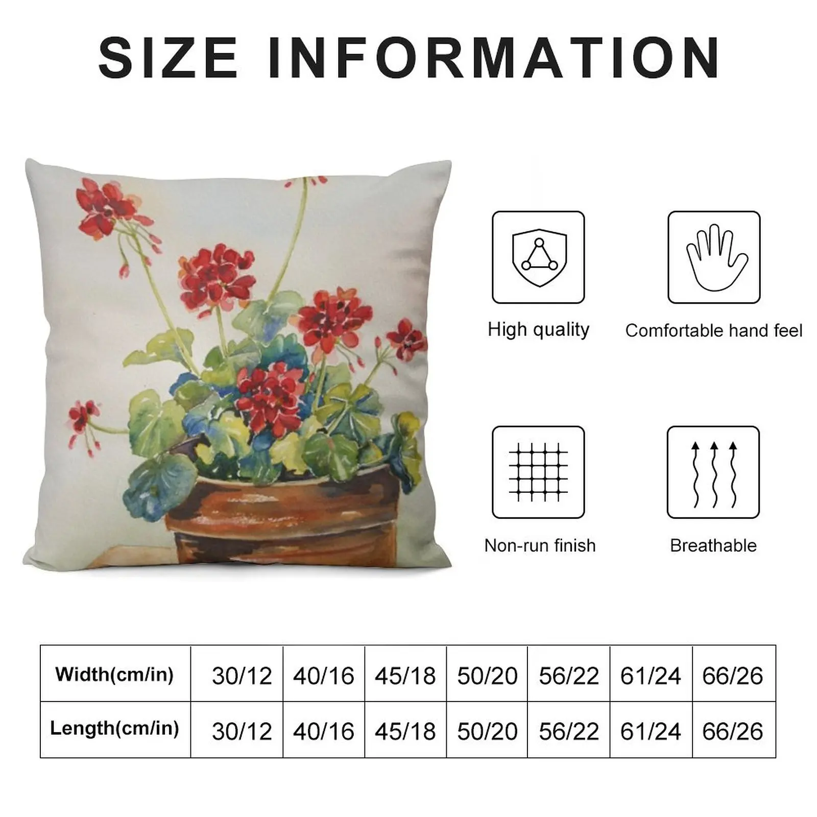 Geraniums in a Clay Pot Throw Pillow Decorative Cover For Living Room autumn pillowcase pillow