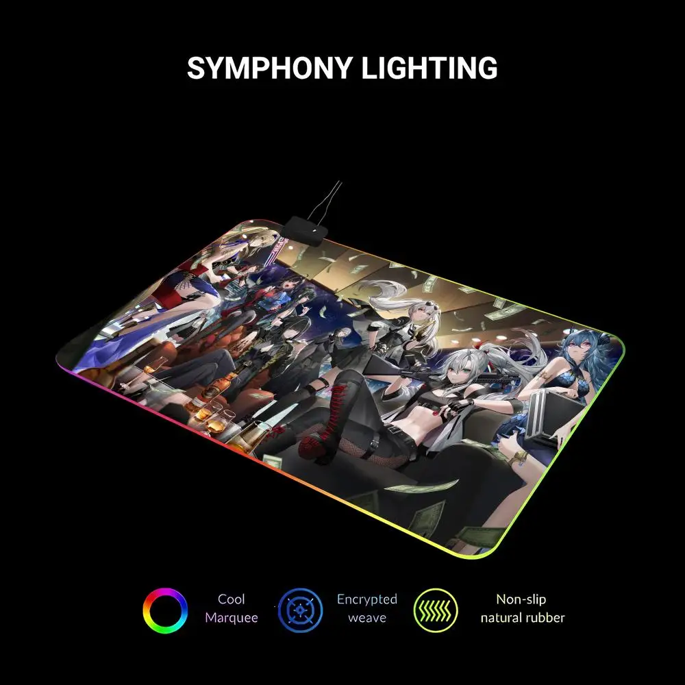 Alas Mouse HD Printing GRAY RAVEN PUNISHING Baru, Alas Mouse Gaming RGB HD Gamer Besar dengan Lampu LED, Alas Mouse Komputer PC Anti Selip