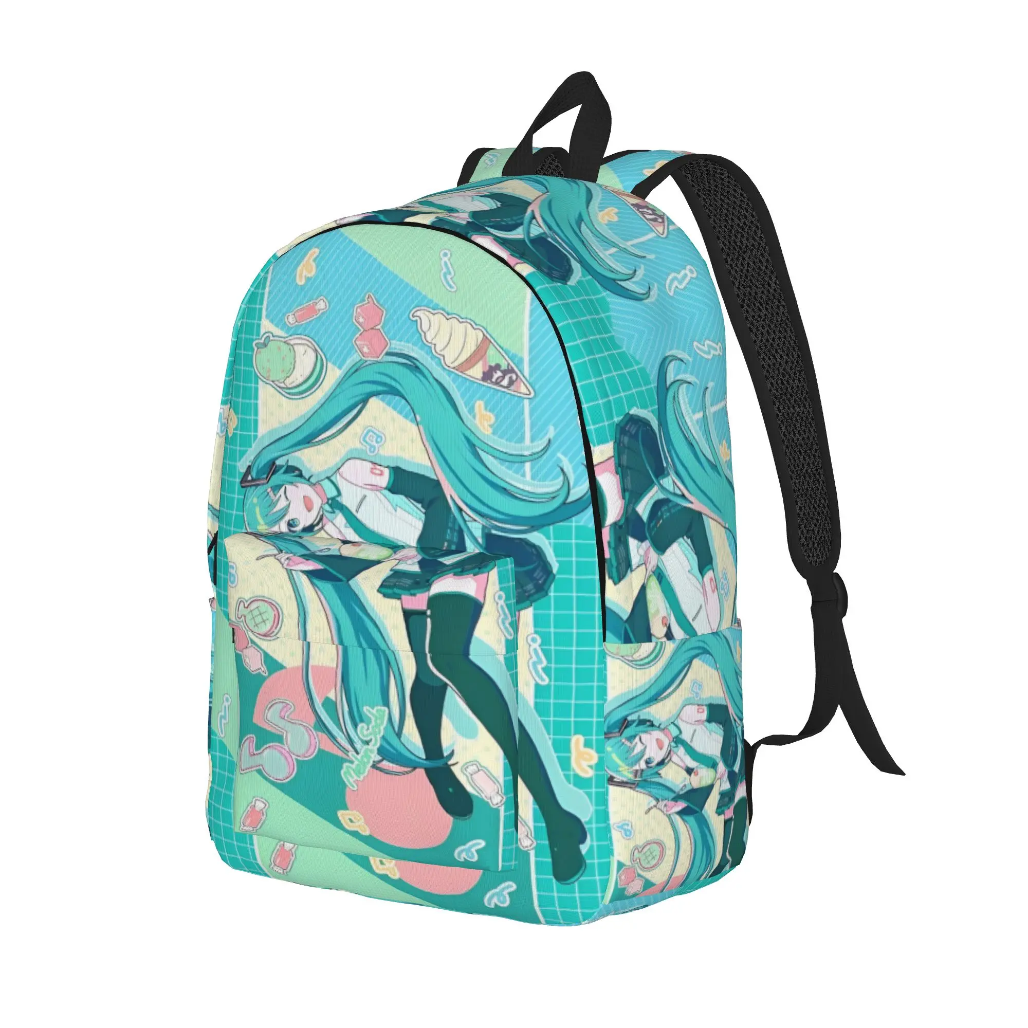 Hatsune Miku singer music anime  Teenage Backpack with Pocket Student Work  Daypack for Men Women Laptop Canvas Bags
