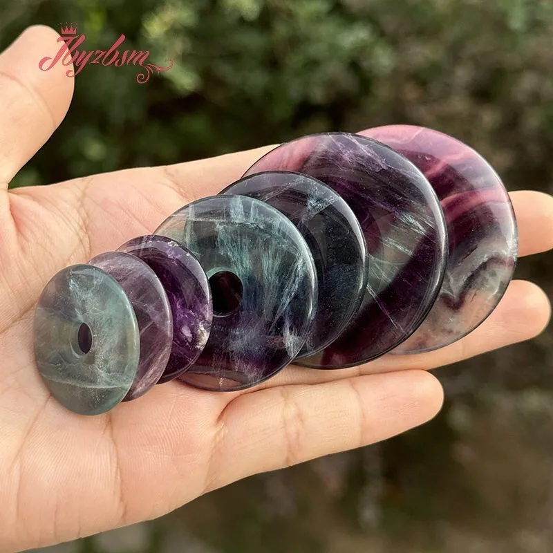 

Donut Ring Flourite Natural Stone Beads for DIY Accessories Necklace Bracelet Pendant Jewelry Components Making 1 Pcs 30,40,50mm