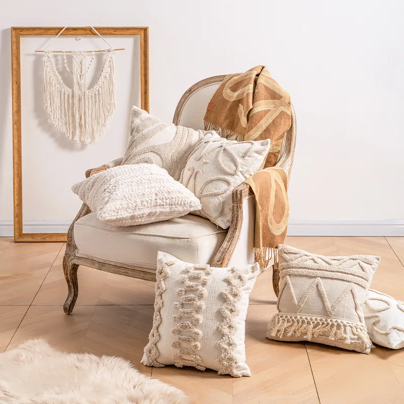 Home Accessories Bohemian Striped Pillow Case Beige Modern Luxury Sofa Cushion Case Home Decor Throw Pillow Case