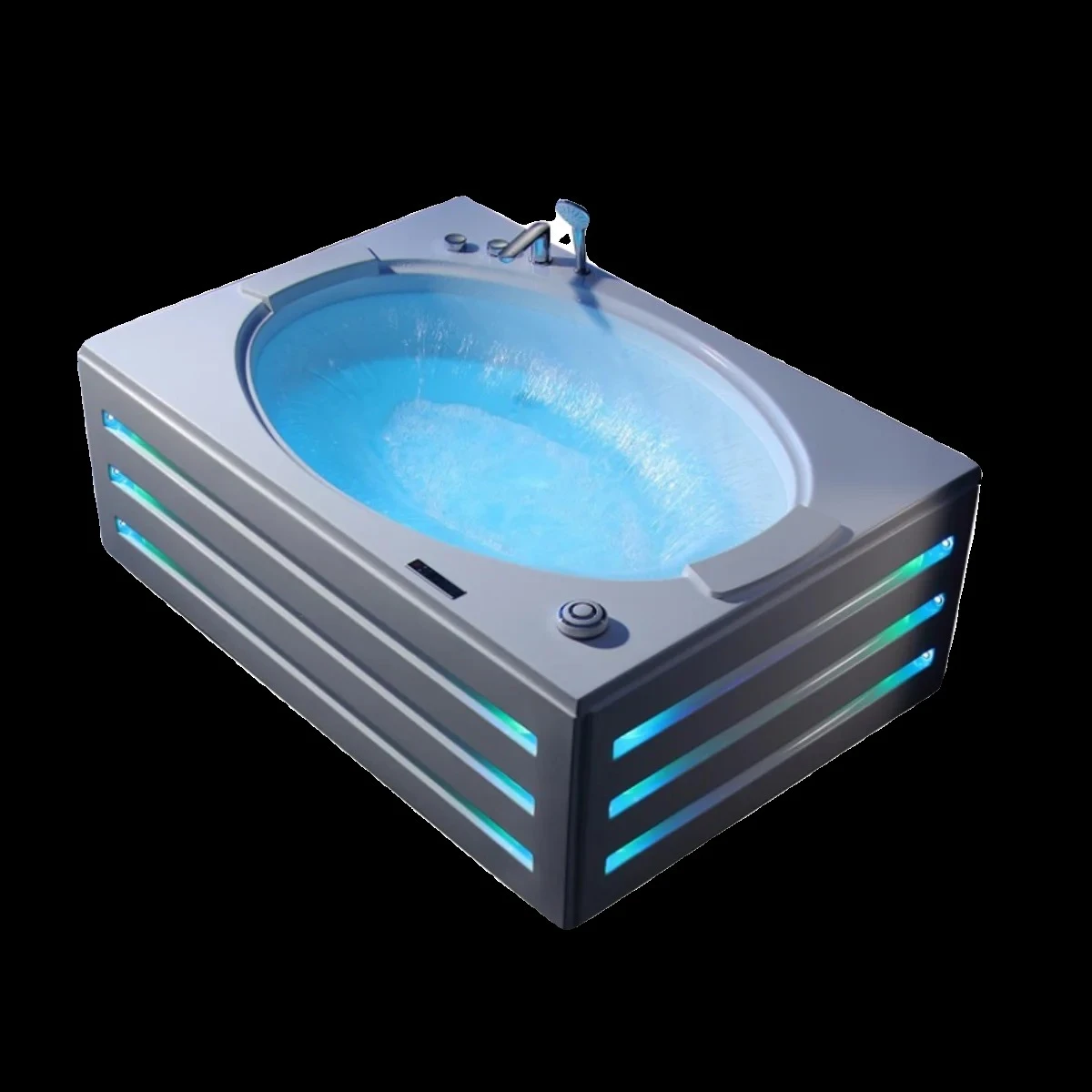 A  Home Acrylic Bathtub Smart Thermostatic Massage Waterfall Bathtub LED Surf Massage Bluetooth Music