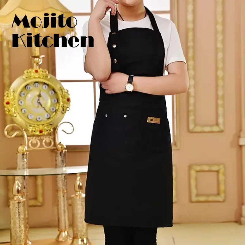 1 Pcs Waterproof Apron Woman\'s Solid Color Cooking Men Chef Waiter Cafe Shop Barbecue Barber Bib Kitchen Accessories