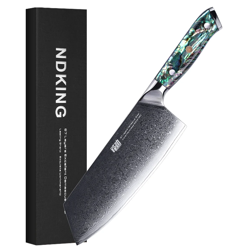 

FINDKING Gorgeous Series 67 Layers Damascus Steel Kitchen Knives Abalone Resin Handle Professional Butcher Meat Cleaver Knife