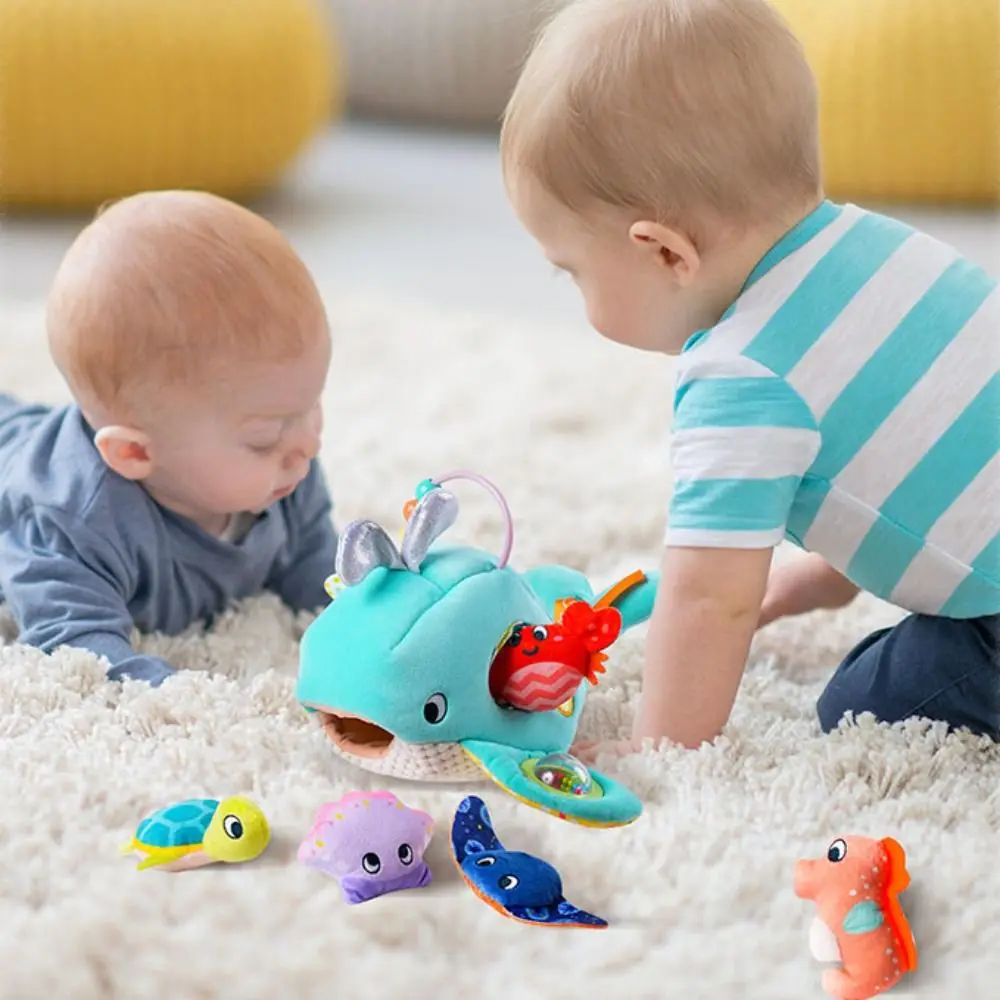

PP Cotton Fishing Game Plush Toys Interactive Handmade Baby Fish Rattle Toys Cartoon Ins Soft Animal Stuffed Doll Home Decor