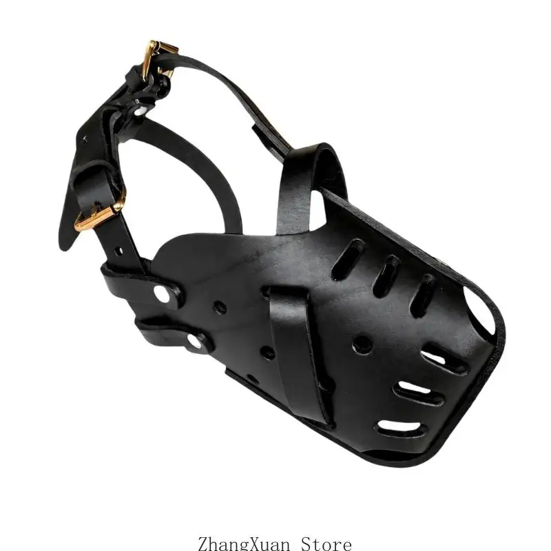 Verstellbarer Hunde-Mundschutz, Korbmaulkorb aus Leder für Training und Outdoor-Einsatz, 3XUF – Detail 5