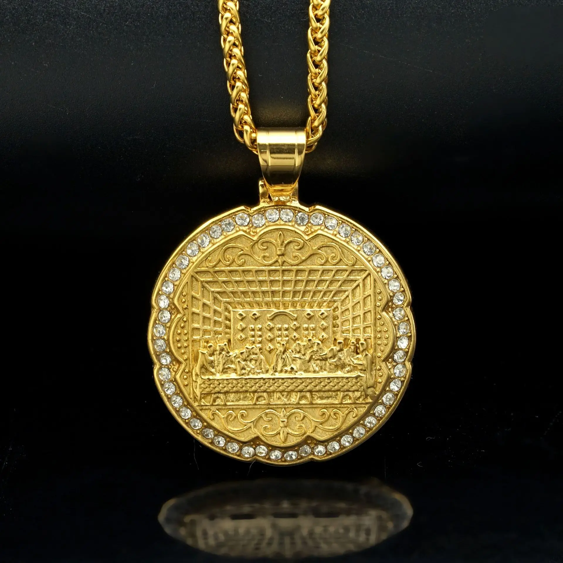 1PC Catholicism The Last Supper jesus 316L stainless steel with rhinestone Necklace Women men Pendant Female Jewelry