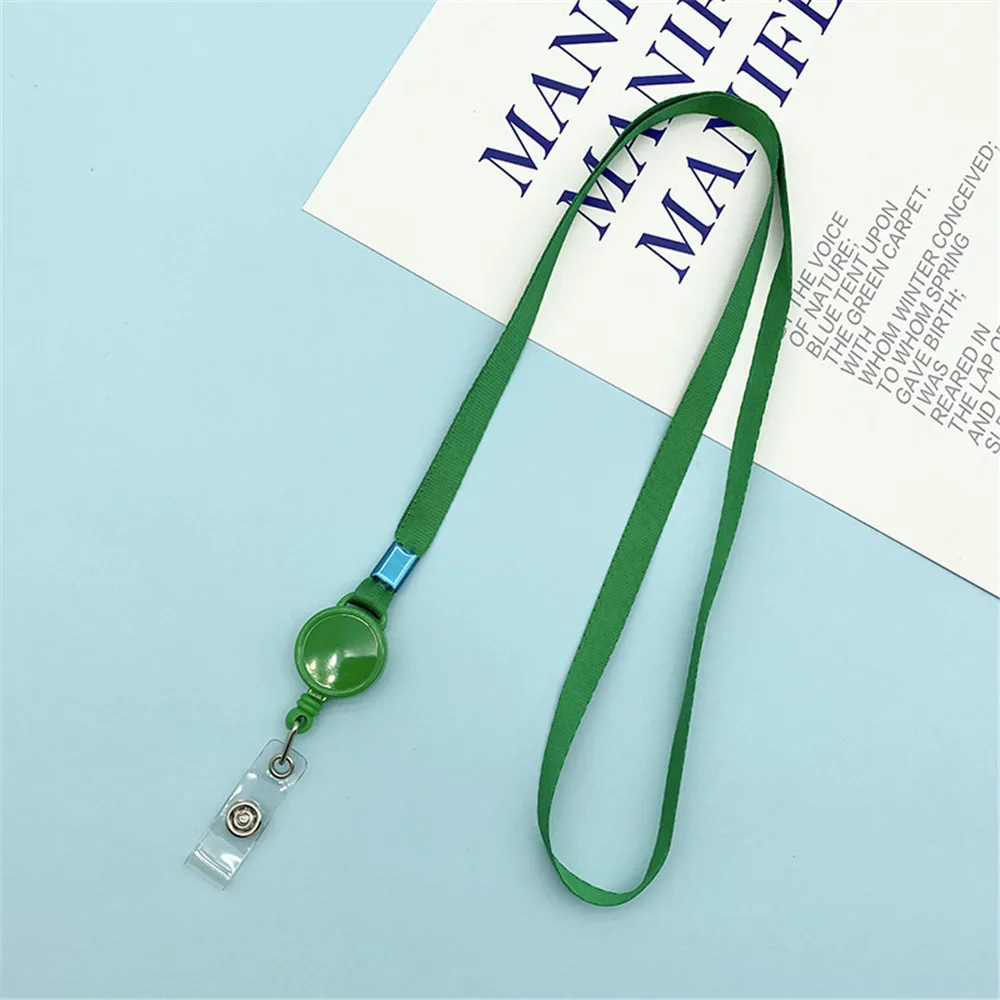 Color Badges Holder with Retractable Lanyard Name Tag Card Reels Chain Clips For Students Doctors Nurse Hanging Rope Keychain