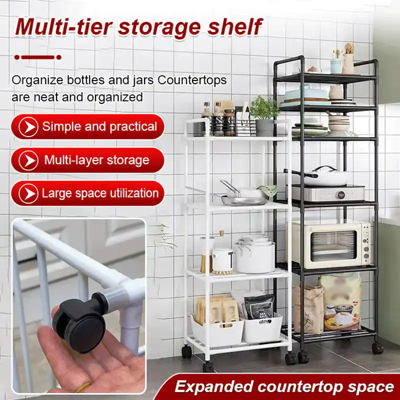 

4/5-Tier Kitchen Storage Rack Microwave Oven Shelf Adjustable Multilayer Home Storage Rack Pot Storage Shelf Kitchen Shelving