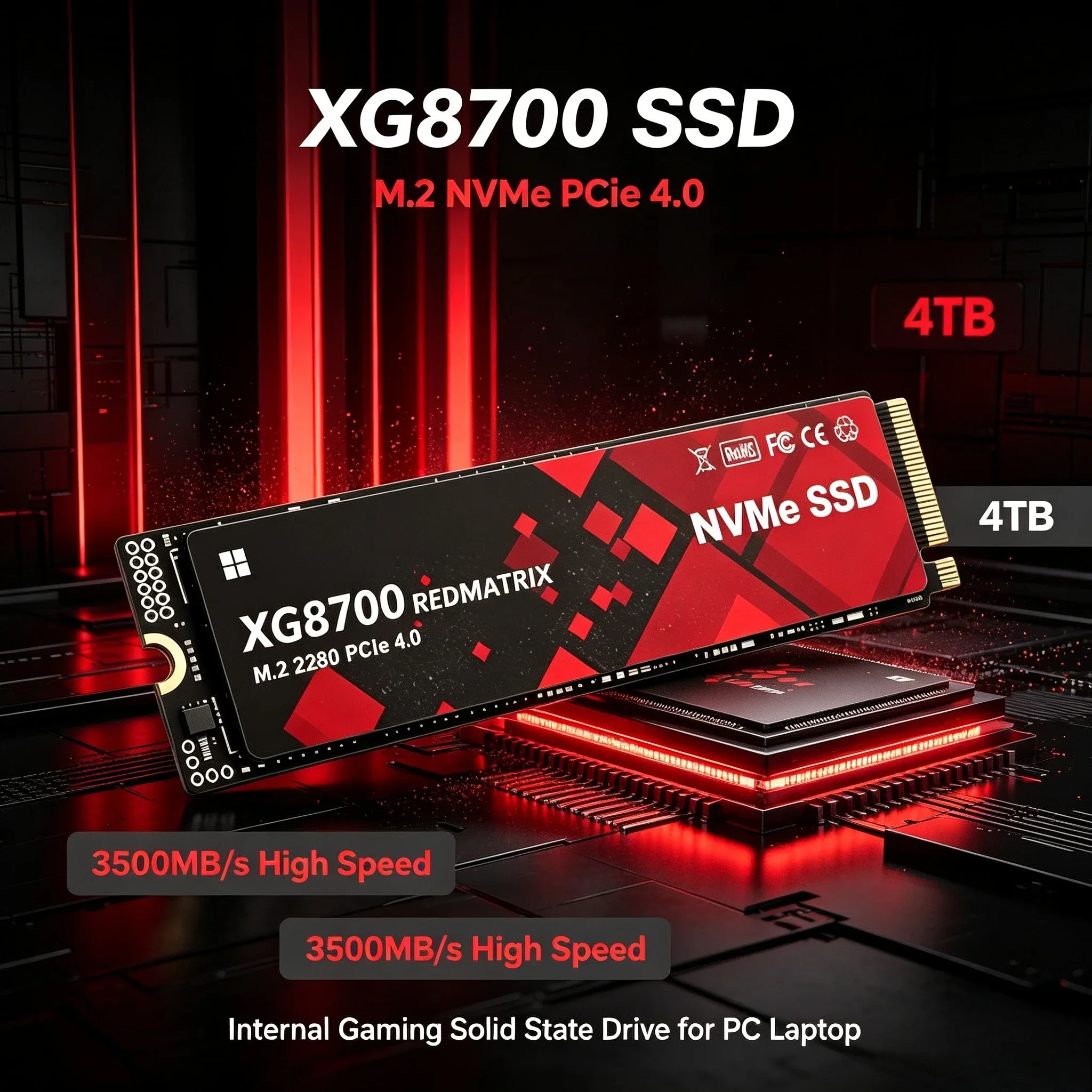 XG8700 M.2 NVMe SSD PCIe 4.0 3500MB/s 500GB 1TB 2TB 4TB Capacity High‑Speed Internal Gaming Solid State Drive for PC Laptop