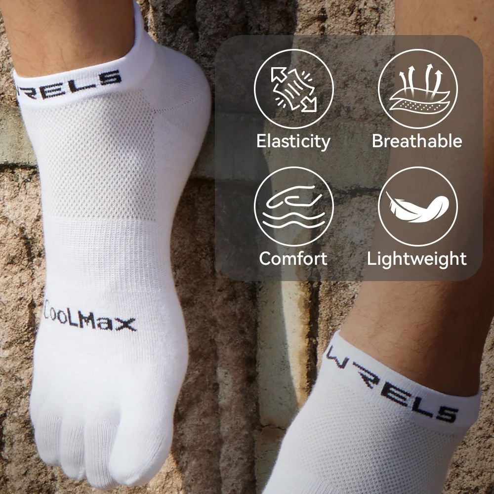 WRELS 1/2/3pairs COOLMAX Toe Socks Breathable Five Finger Socks Athletic Hiking Running Soft Comfortable Moisture Wicking Socks