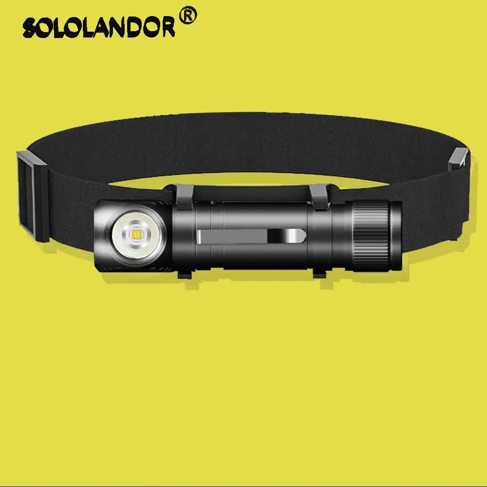 

SOLOLANDOR HD30A LED Headlamp USB Type C Rechargeable 90° Headlight 18650 Flashlight with Indicator Magnet Tail Head Flash Light