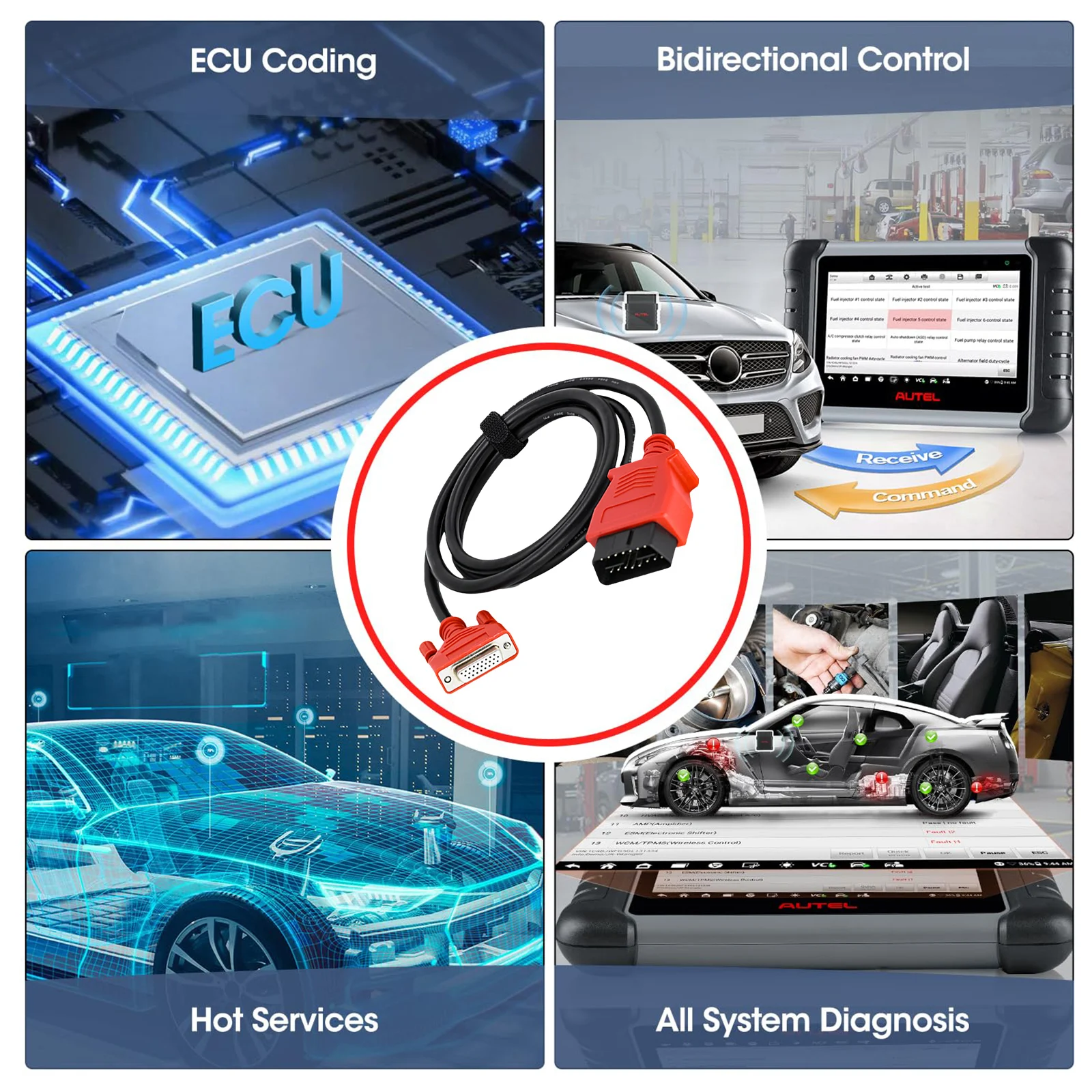 Haupt-Testkabel Passend für Autel MaxiSys MS908/MS906 26-Pin auf 16-Pin Diagnose-Programmieradapter Automobil OBD2 Verlängerungskabel – Detail 6