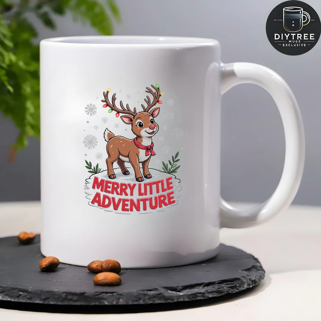 كوب رنة كرتوني سعة 11 أونصة + هدية أضواء عيد الميلاد - كوب قهوة للأطفال للعائلة والمكتب والعطلات #4