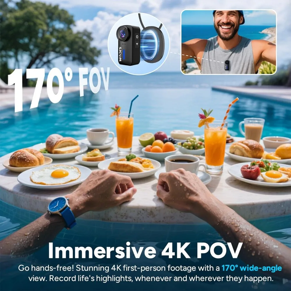 4K Mini Body Camera 6-Axis Gyro Stabilization 170° Wide Angle Magnetic POV Wearable Action Camera 30M Waterproof Shoot Vlog view 3