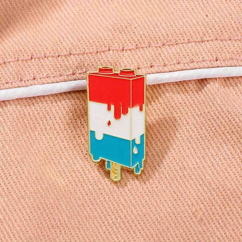 Cute Tri Color Ice Cream Brooch Summer Popsicle Clothing Accessories Badge