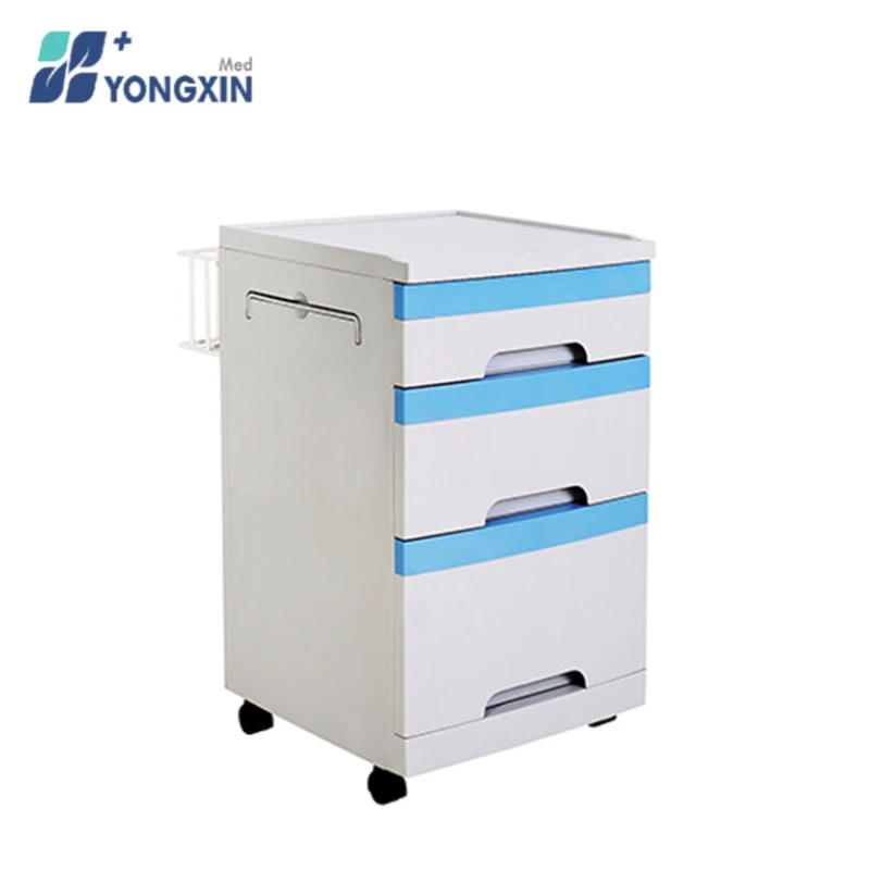 Hospital Furniture Best Price three drawers ABS storage bedside cabinet with castors (YXZ-805)