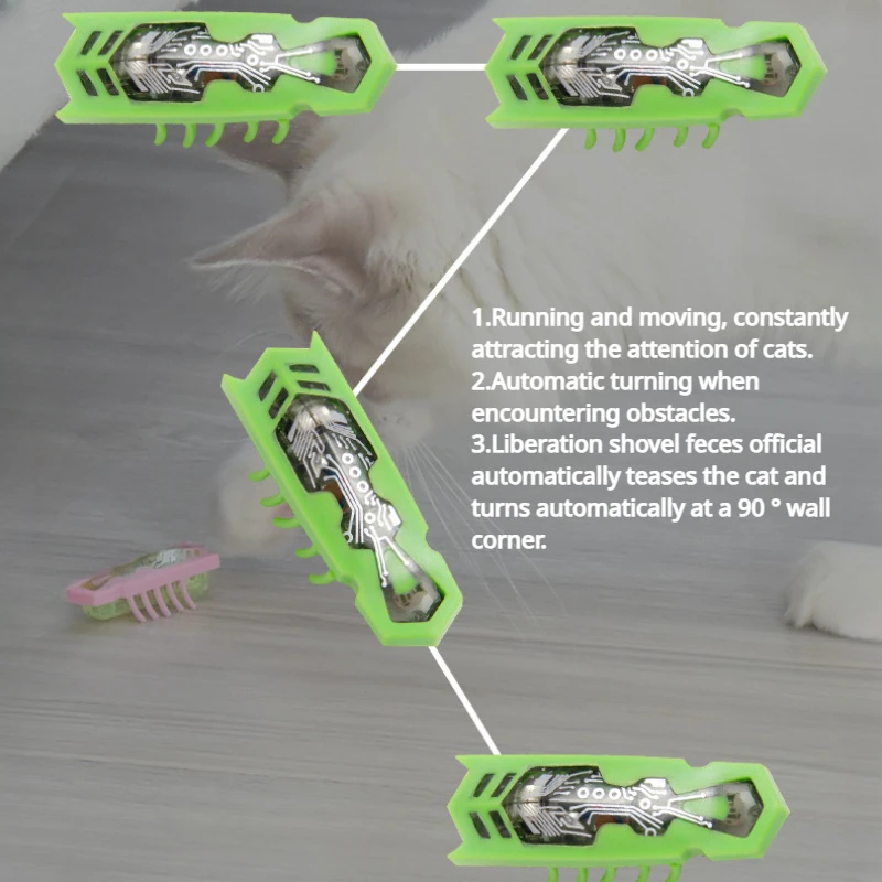Cat Toys Luminescence Electric Worms Pet Interactions Insects Beetle Micro Worms Automatic Flipping Obstacle Avoidance Plaything - view 4