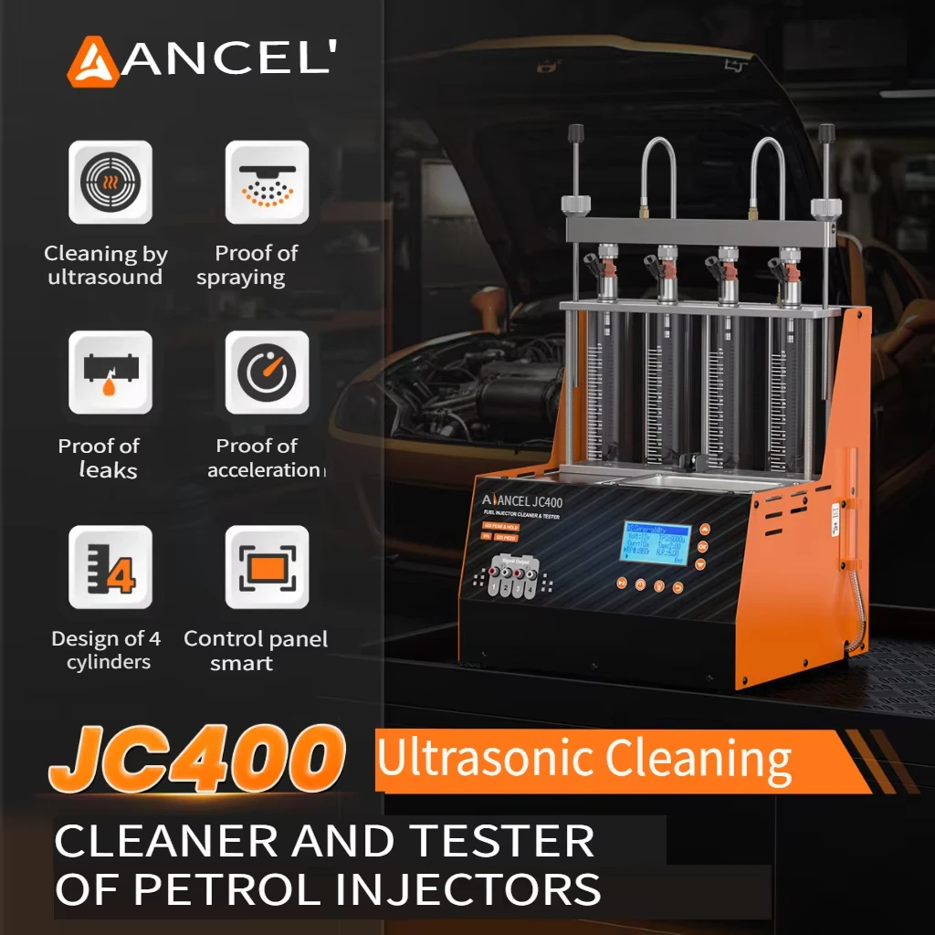 

ANCEL JC400 Car Fuel Injector Cleaning Tester Machine Ultrasonic Cleaner Nozzle Fuel Injector 4-Cylinders PFI GDI 110V 220V