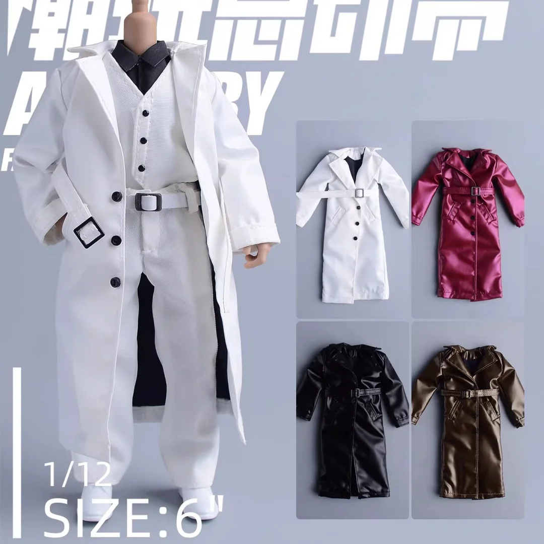 

1/12 Scale Leather Jacket Long sleeved Male CLothes Coat windbreaker /pants for 6" Anime Narrow shoulder Body Action Figure