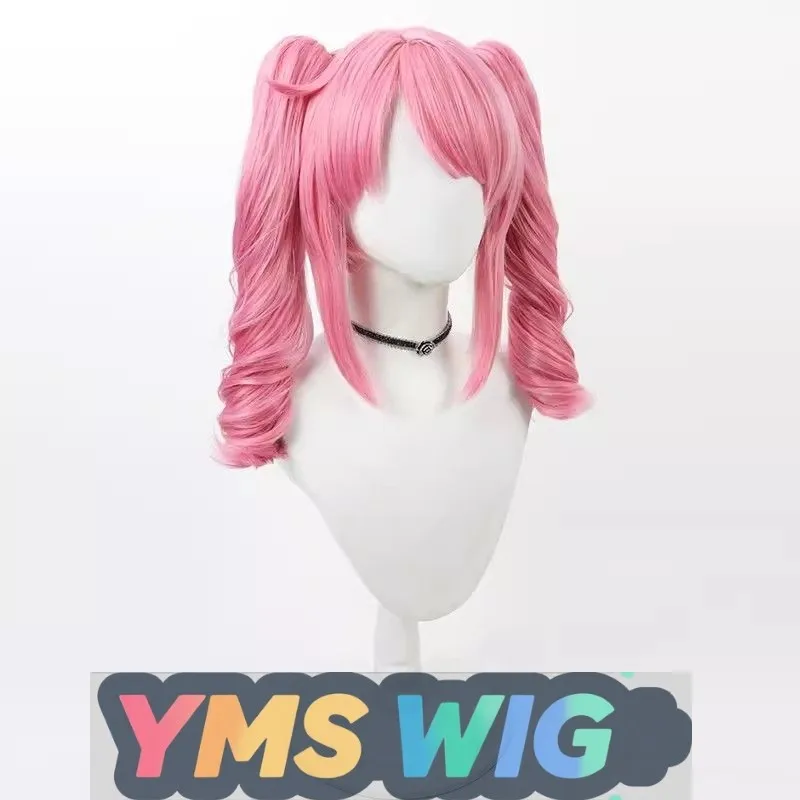 【YMS WIG】Wyciekuje w niech wyrażona uwielbienie dla magicznych dziewczyn ‌   Peruka Cosplay Magia Magenta Różowa Podwójny Kucyk Realistyczna Skóra Głowy