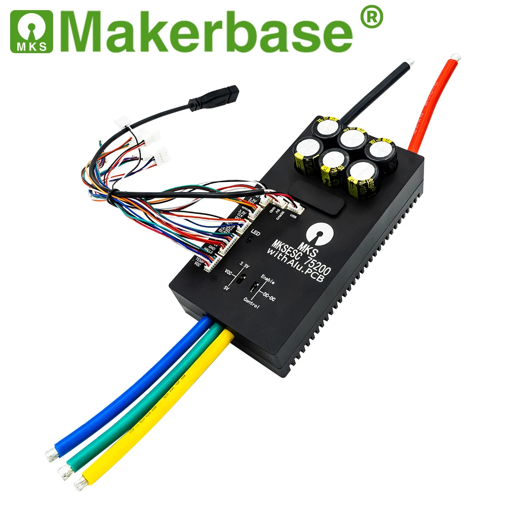 Makerbase VESC 75200 V2 84 V 200A Hoge stroom met Alu PCB gebaseerd op VESC voor E-Foil Fight Robot Surfplank AGV Robot