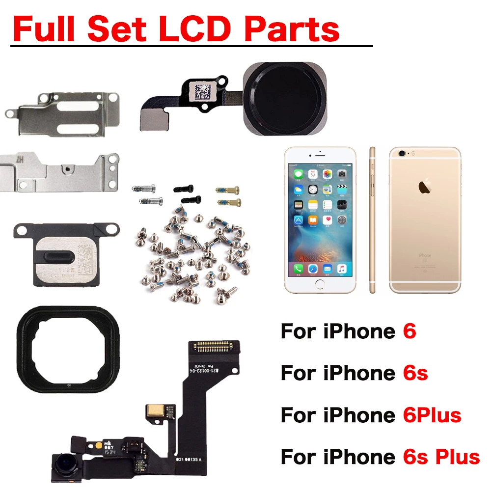 Home Button Front Camera Flex Cable For iPhone 6 6P 6s Plus Full Set LCD Parts With Screws Set EarSpeaker Replacement