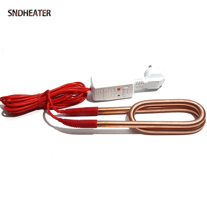 SNDHEATER 220V Electric Immersion Water Heating Element Double U Home Appliance 2.5KW/3KW 201SS Copper with Plug for Indoor Pool