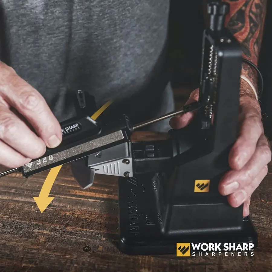 

Sharp Precision Adjust Knife Sharpener Kit, Sharpens All Pocket and Kitchen Knives with ease amp control