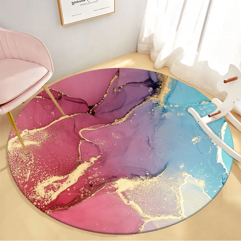 Bedroom Rug Home Decor Round  Bathroom Mat Abstract Marbling   Living Room   Floor