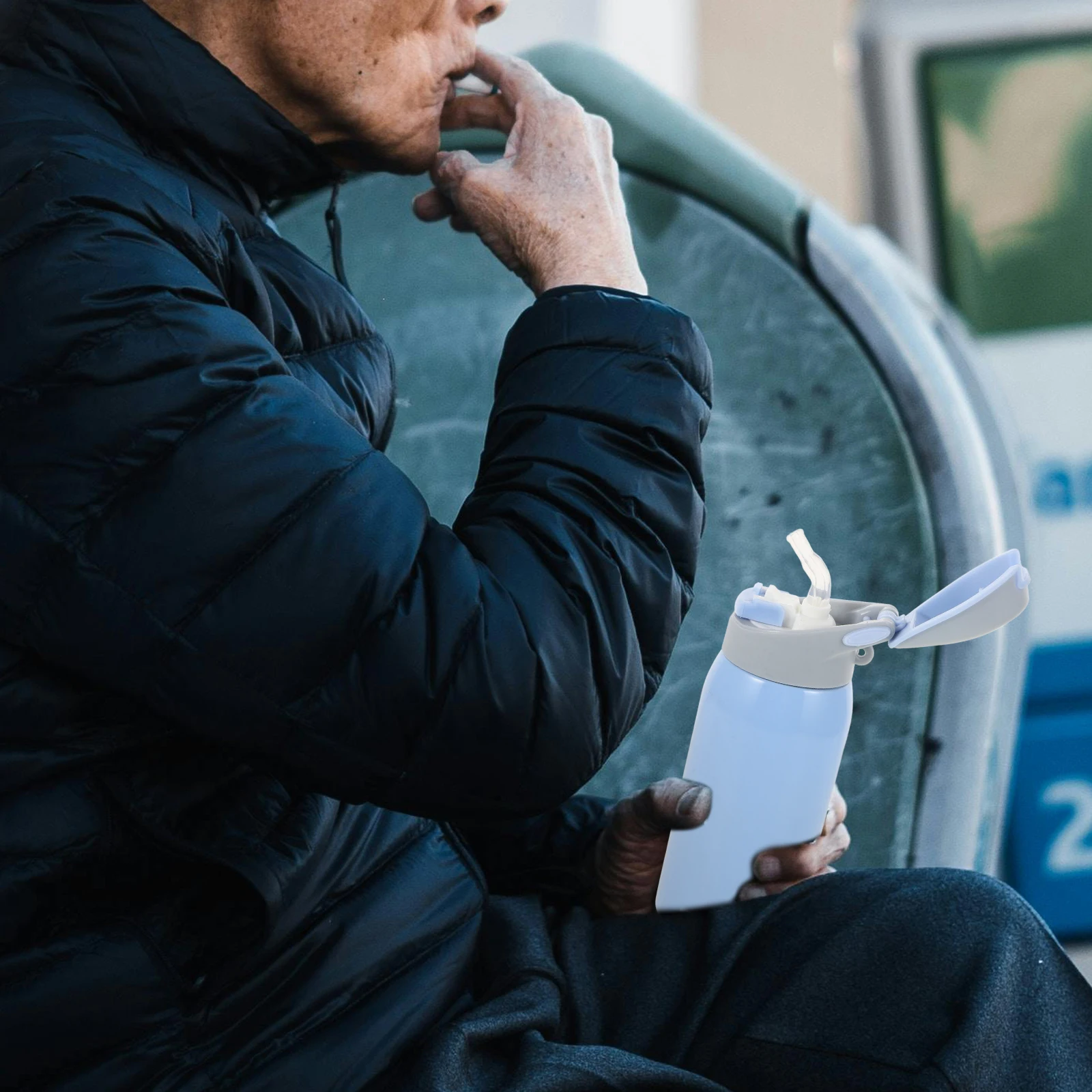 

Anti Choking 260ml Blue Cup Gravity Ball Elderly Patients Safe Reusable Spill Proof Drinking Mug Water Soup Porridge