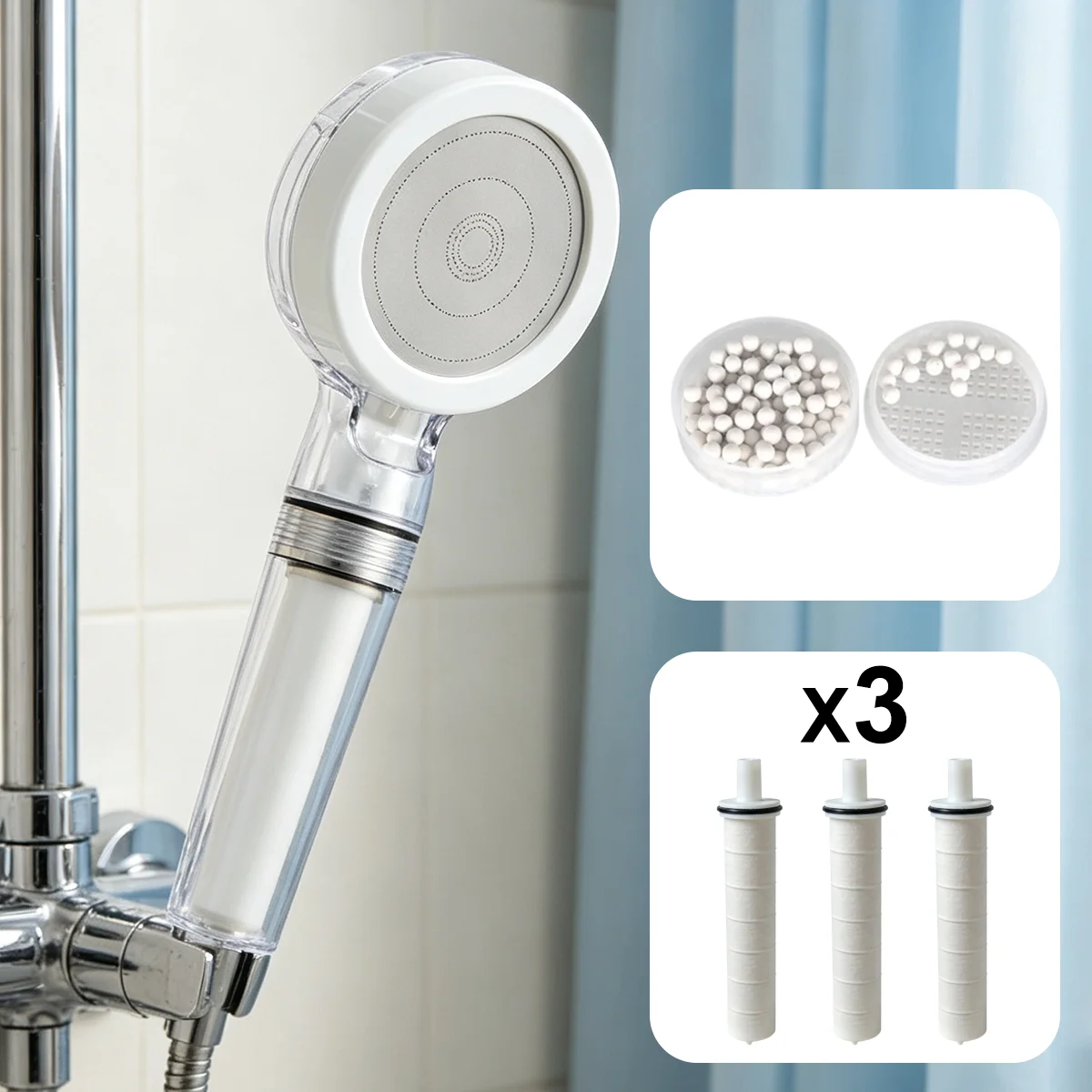 Handheld Shower Head Set with Filter Cartridge Simple Filter Faucet Filter Cartridge Set