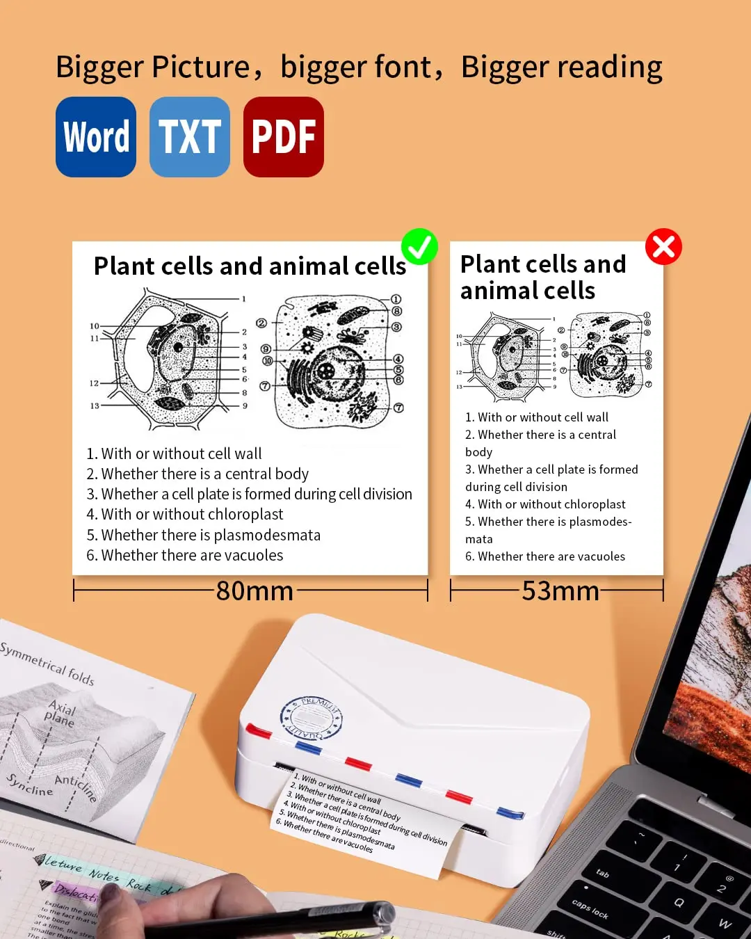 M03AS Mini Thermal Printer Sticker Printer Photo Printer 300dpi Inkless for Mobile Phone Suitable for Study Notes Scrapbooks