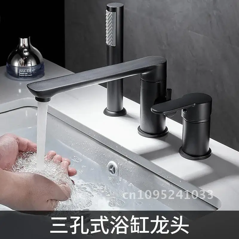 Bathtub Faucet Widespread Bath and Shower 3 Hole Gold/Black/Chrome Hot Mixer Head Showe With Basin Hand Water Tap &Cold