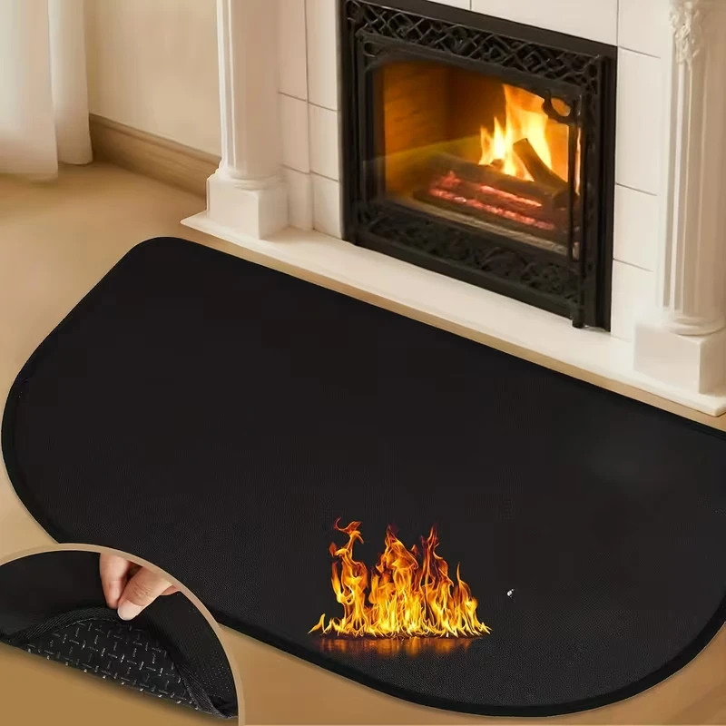 Fireplace Rugs Fire Resistant Fire-Proof Hearth Blanket Mat Carpet Protector Fireplace for Stove, Decks, Fire Pit, Grill & Floor